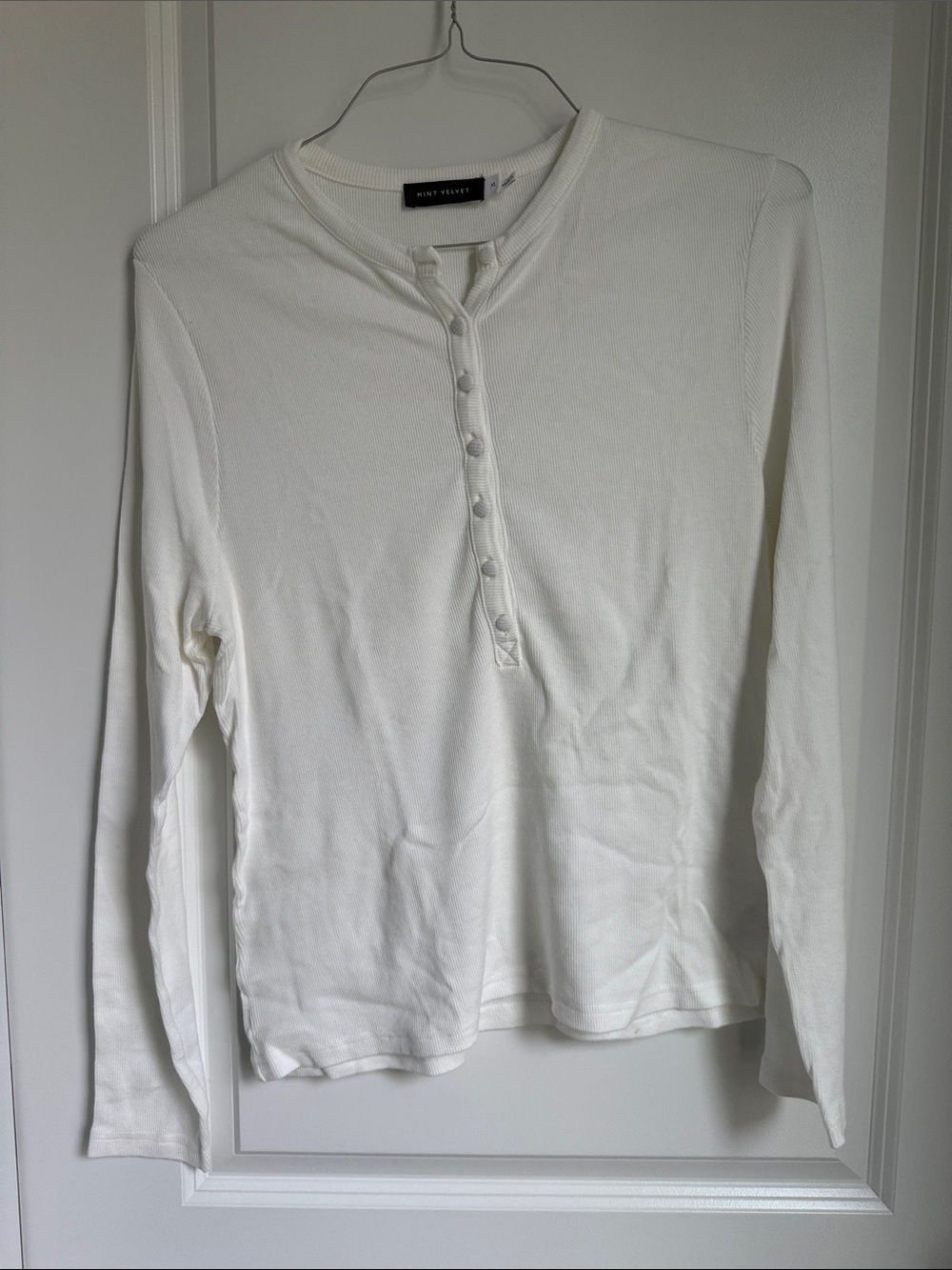 Mint Velvet Cream Long-Sleeve Henley Top